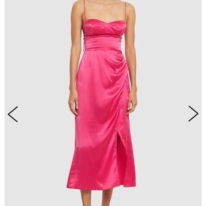 Reformation Marguerite Silk Satin Midi Dress EUC